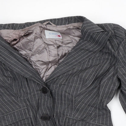 Oasis Womens Grey Striped Jacket Blazer Size 8
