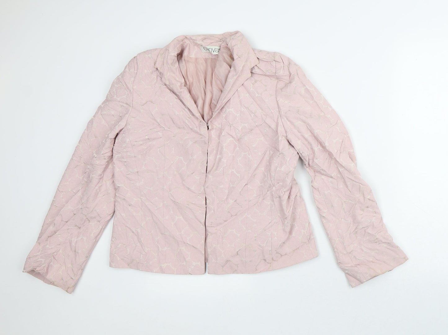 Canvas Womens Pink Geometric Jacket Blazer Size 14