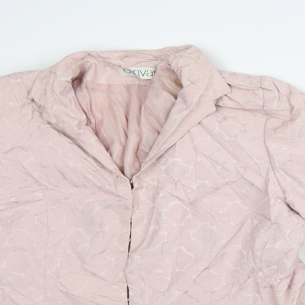 Canvas Womens Pink Geometric Jacket Blazer Size 14