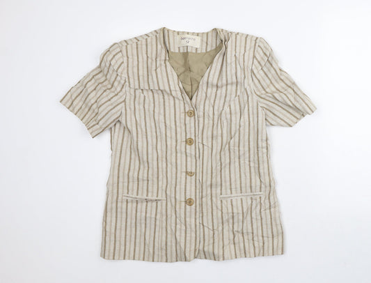 Bonmarché Womens Beige Striped Jacket Blazer Size 12