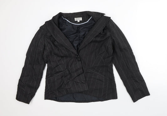 Etam Womens Grey Striped Jacket Blazer Size 14