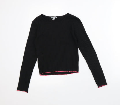 Primark Girls Black Striped Polyester Pullover Sweatshirt Size 10-11 Years
