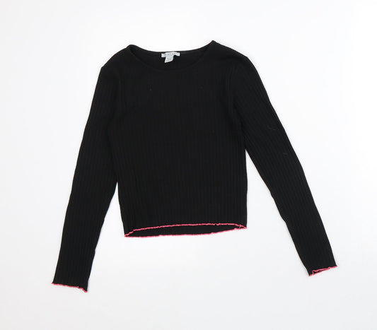 Primark Girls Black Striped Polyester Pullover Sweatshirt Size 10-11 Years