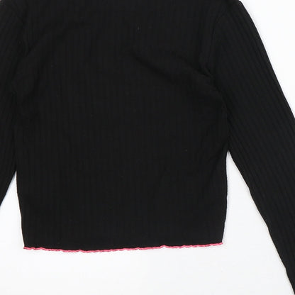 Primark Girls Black Striped Polyester Pullover Sweatshirt Size 10-11 Years