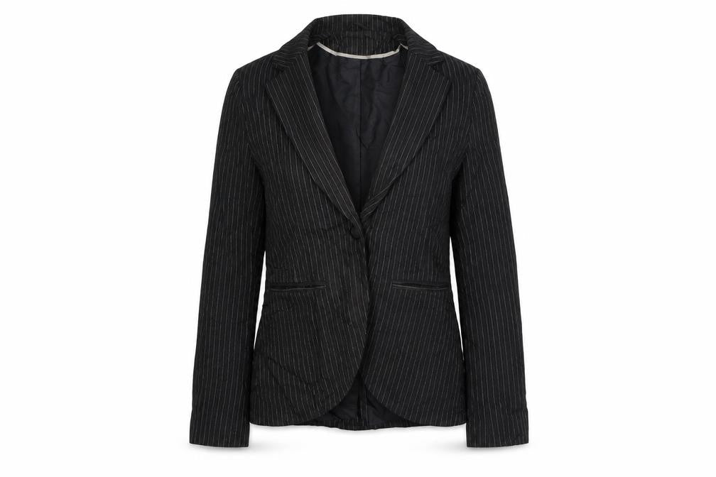 Preworn Womens Black Striped Jacket Blazer Size 8