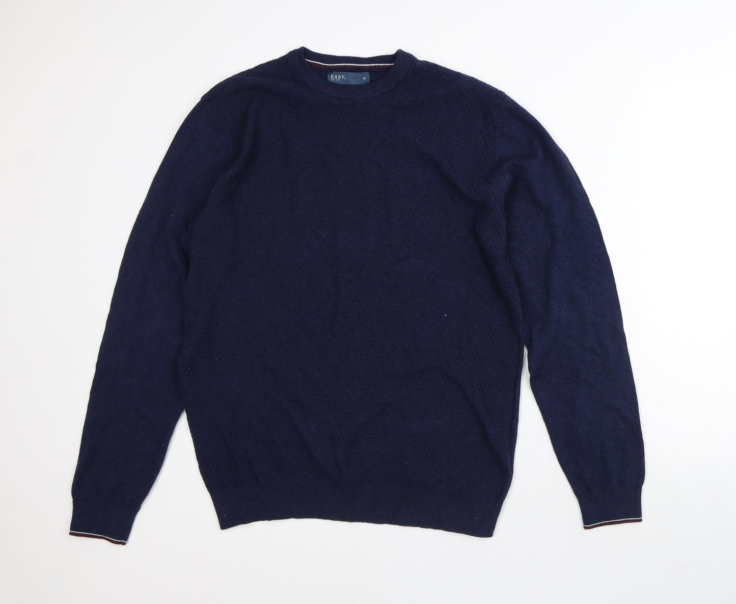 Easy Mens Blue Striped Cotton Pullover Sweatshirt Size M