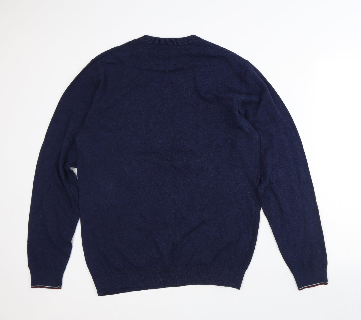 Easy Mens Blue Striped Cotton Pullover Sweatshirt Size M
