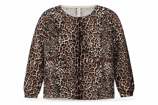 Wallis Womens Brown Animal Print Cotton Pullover Sweatshirt Size L