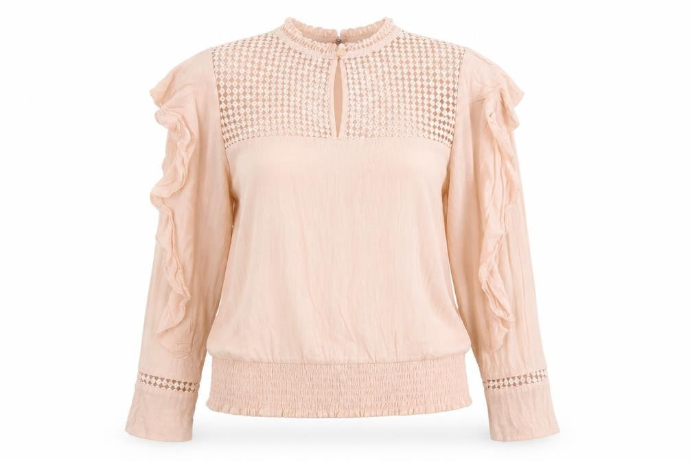 Kilky Womens Pink Polyester Basic Blouse Size M High Neck