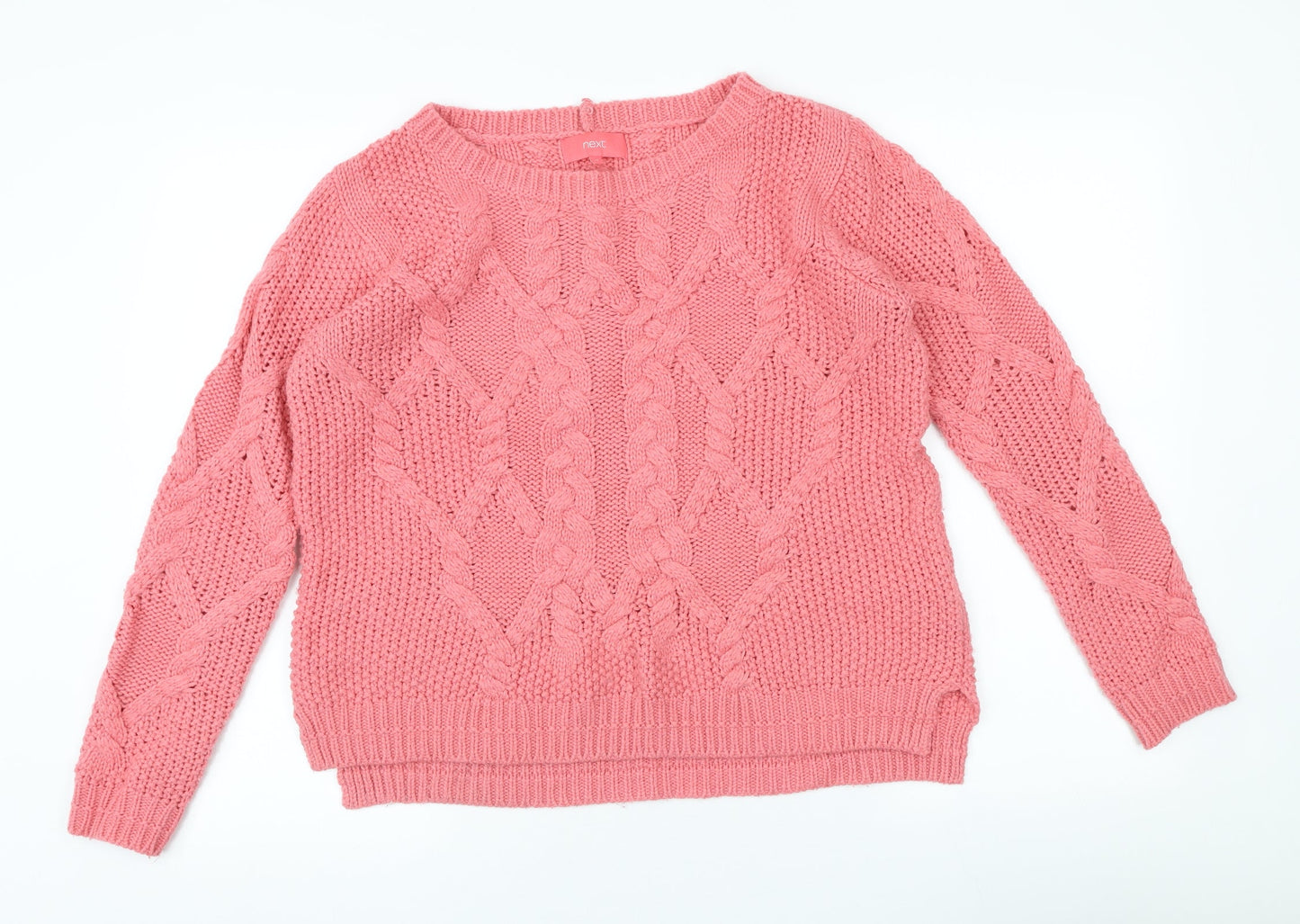 NEXT Womens Pink Scoop Neck Acrylic Pullover Jumper Size 12
