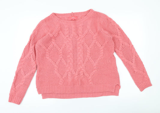 NEXT Womens Pink Scoop Neck Acrylic Pullover Jumper Size 12