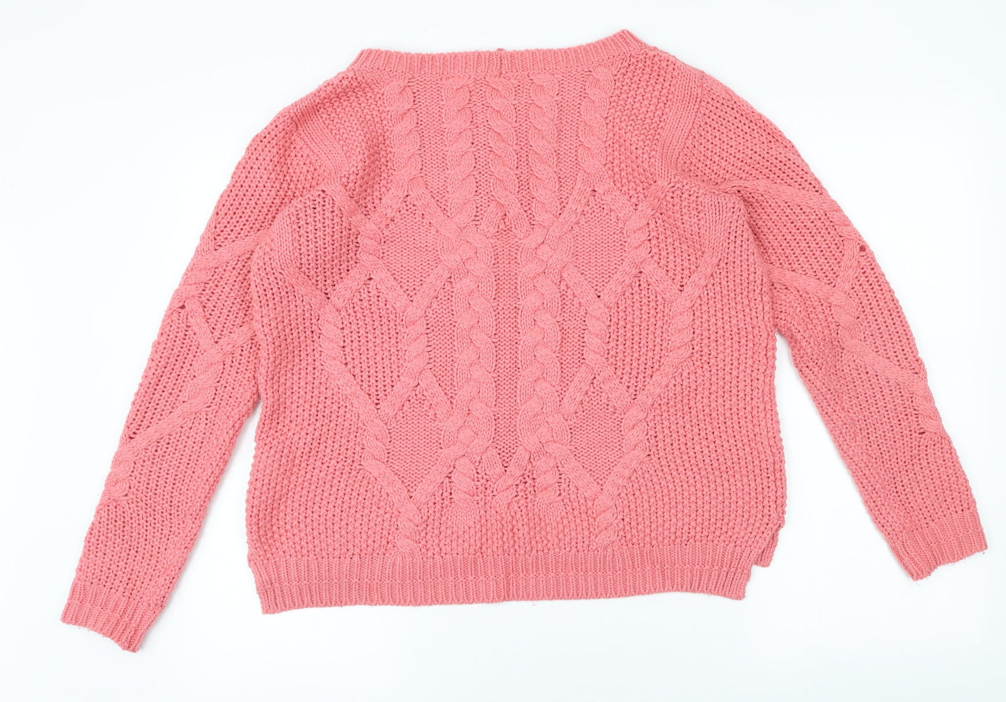 NEXT Womens Pink Scoop Neck Acrylic Pullover Jumper Size 12