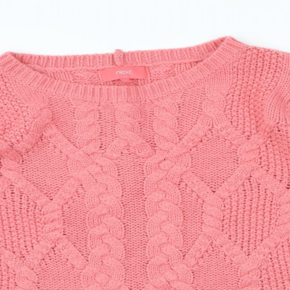 NEXT Womens Pink Scoop Neck Acrylic Pullover Jumper Size 12