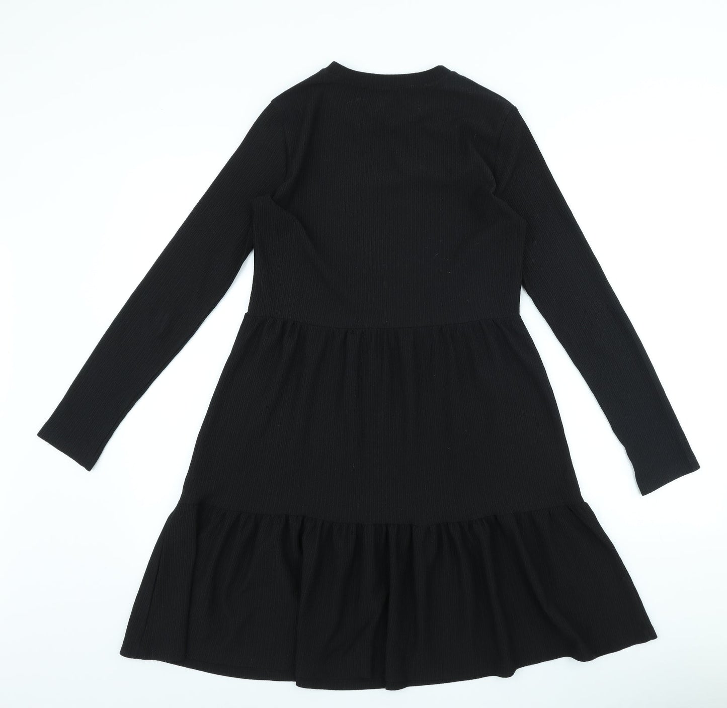 New Look Womens Black Polyester A-Line Size 8 Round Neck