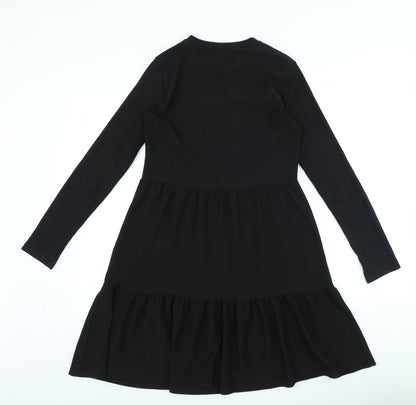 Preloved New Look Womens Black Polyester A-Line Size 8 Round Neck - Back