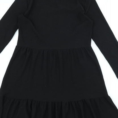 Preloved New Look Womens Black Polyester A-Line Size 8 Round Neck - Label