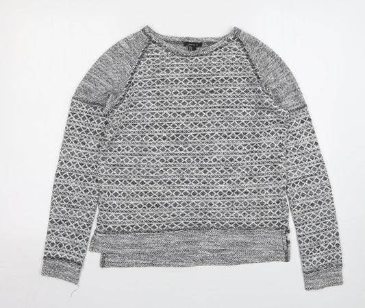 FOREVER 21 Womens Grey Round Neck Geometric Polyester Pullover Jumper Size M