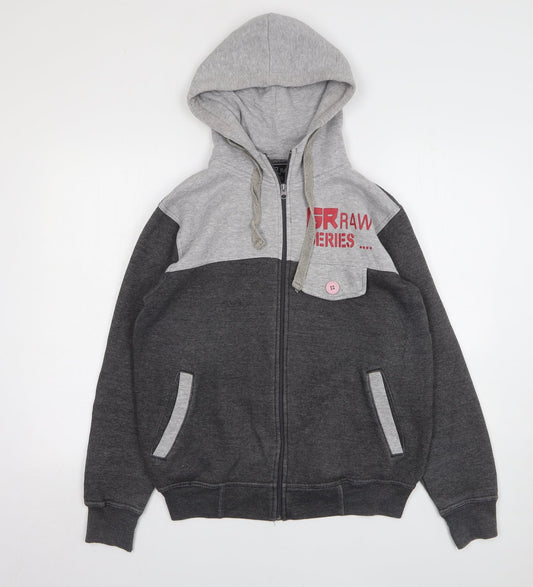 GR. Raw Womens Grey Cotton Full Zip Hoodie Size S