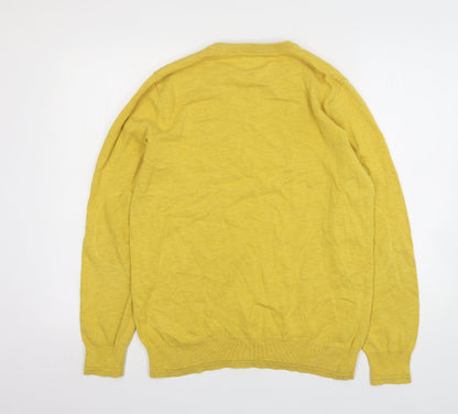 North Coast Womens Yellow Round Neck Polyester Pullover Jumper Size M