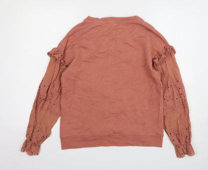 Next Womens Pink Round Neck Cotton Pullover Jumper Size S