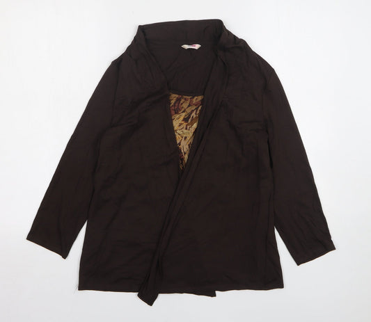 Marks and Spencer Womens Brown Round Neck Viscose Cardigan Jumper Size 12