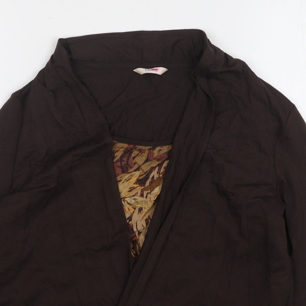 Marks and Spencer Womens Brown Round Neck Viscose Cardigan Jumper Size 12