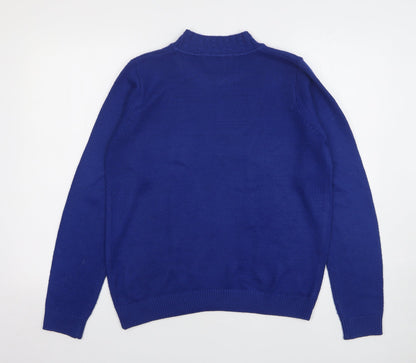 EWM Womens Blue High Neck Acrylic Pullover Jumper Size 10