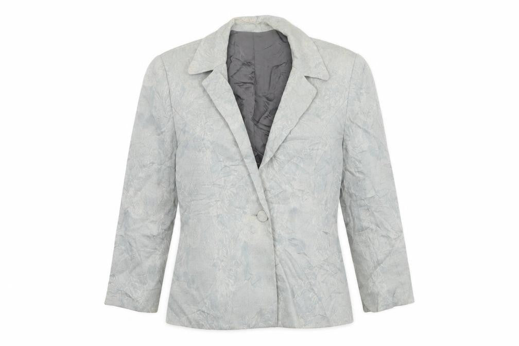 Grace Womens Blue Floral Viscose Jacket Blazer Size 12