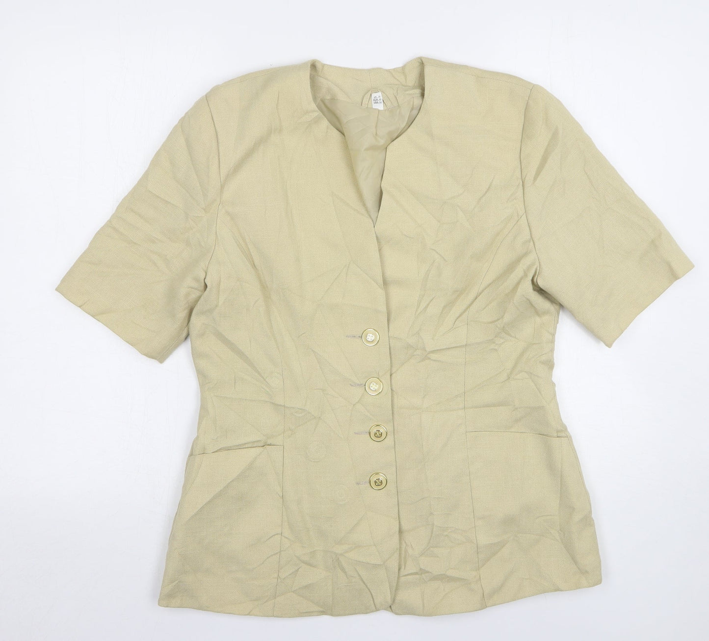 Preworn Womens Beige Polyester Jacket Blazer Size 14