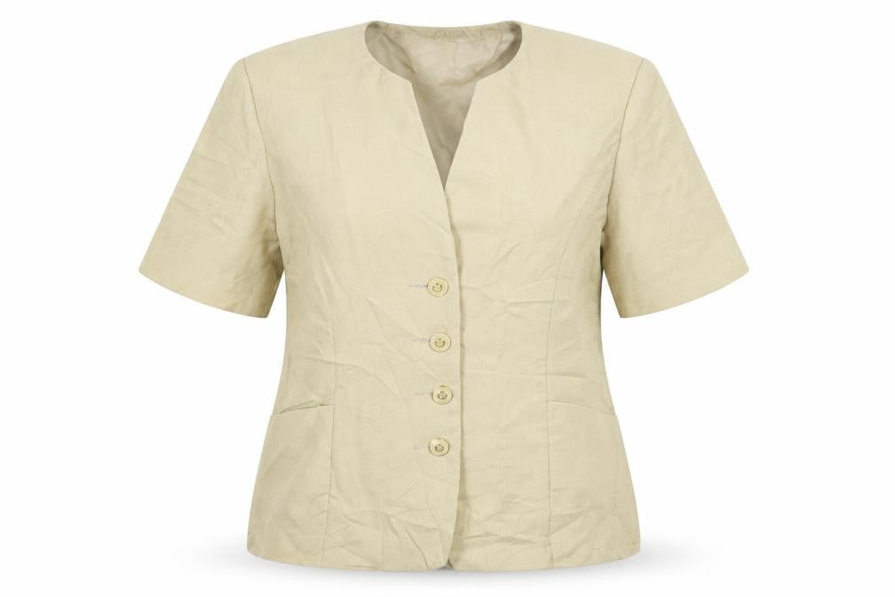 Preworn Womens Beige Polyester Jacket Blazer Size 14