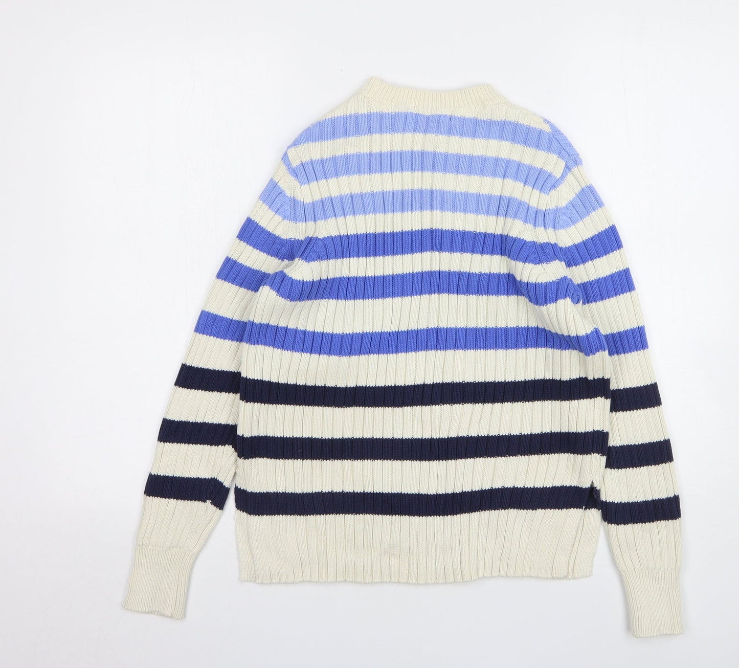Marks and Spencer Womens Multicoloured Roll Neck Striped Cotton Pullover Jumper Size 10
