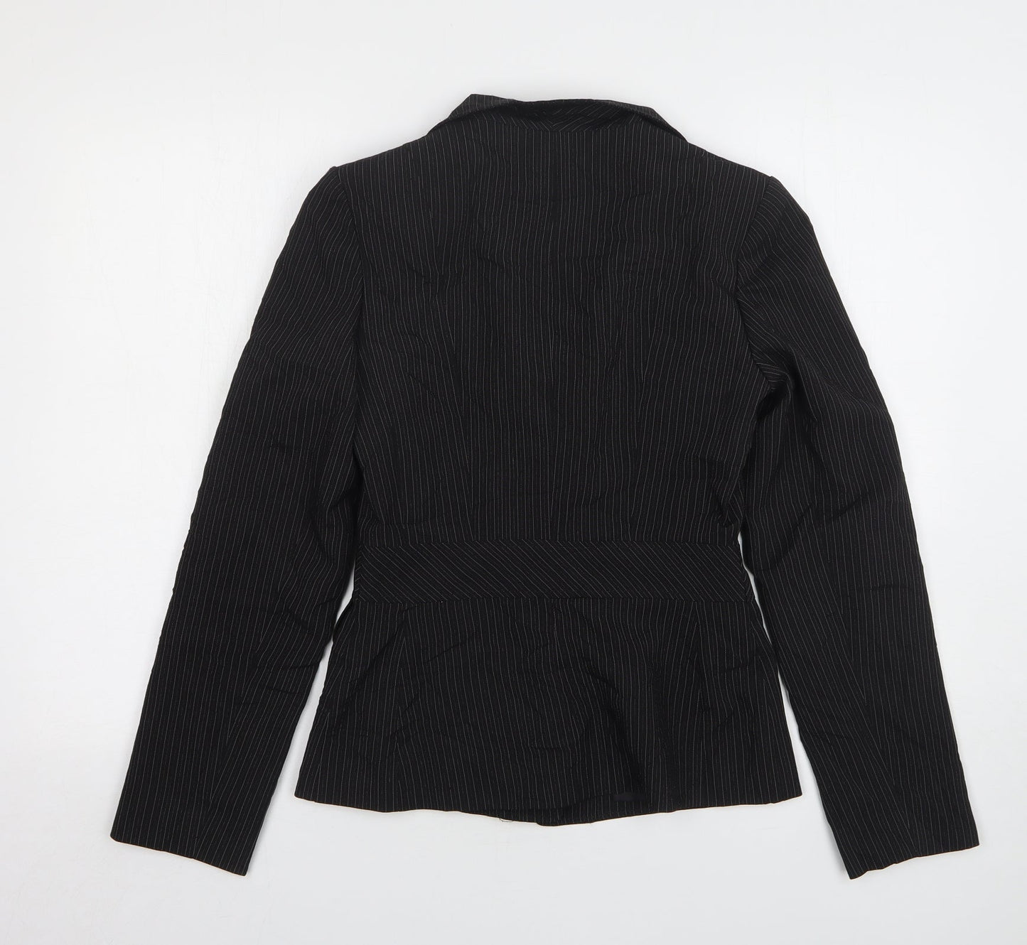 Ethel Austin Womens Black Striped Polyester Jacket Suit Jacket Size 8