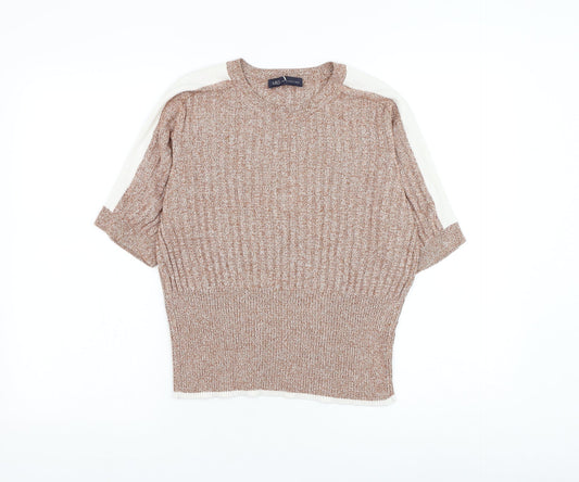 Marks and Spencer Womens Brown Round Neck Polyester Pullover Jumper Size S