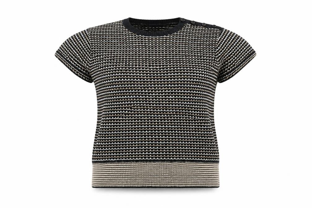 Gap Womens Black Round Neck Striped Polyester Pullover Jumper Size S