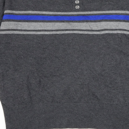 Debenhams Womens Grey Round Neck Striped Polyester Pullover Jumper Size 12