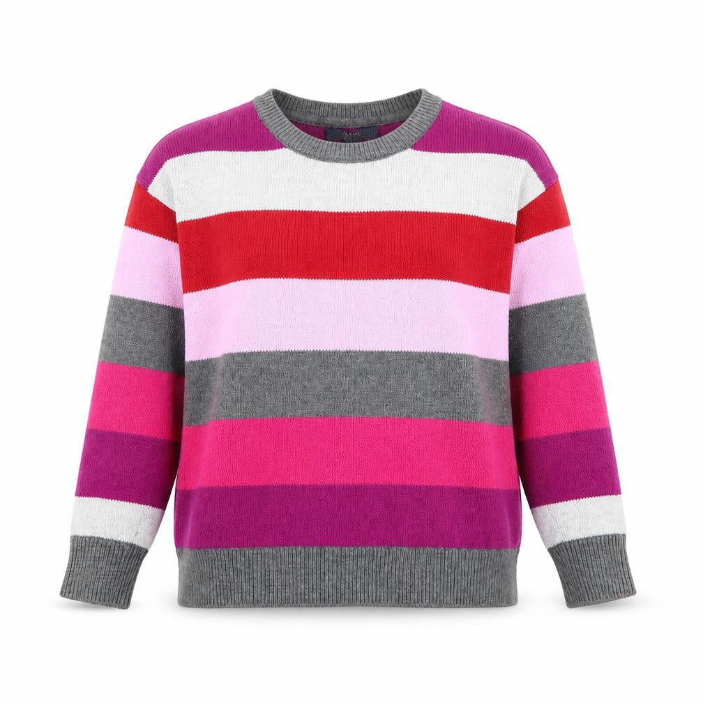 Gap Girls Purple Round Neck Striped Cotton Pullover Jumper Size S Pullover