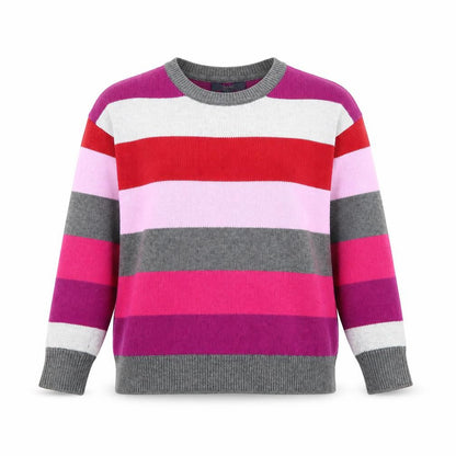 Gap Girls Purple Round Neck Striped Cotton Pullover Jumper Size S Pullover