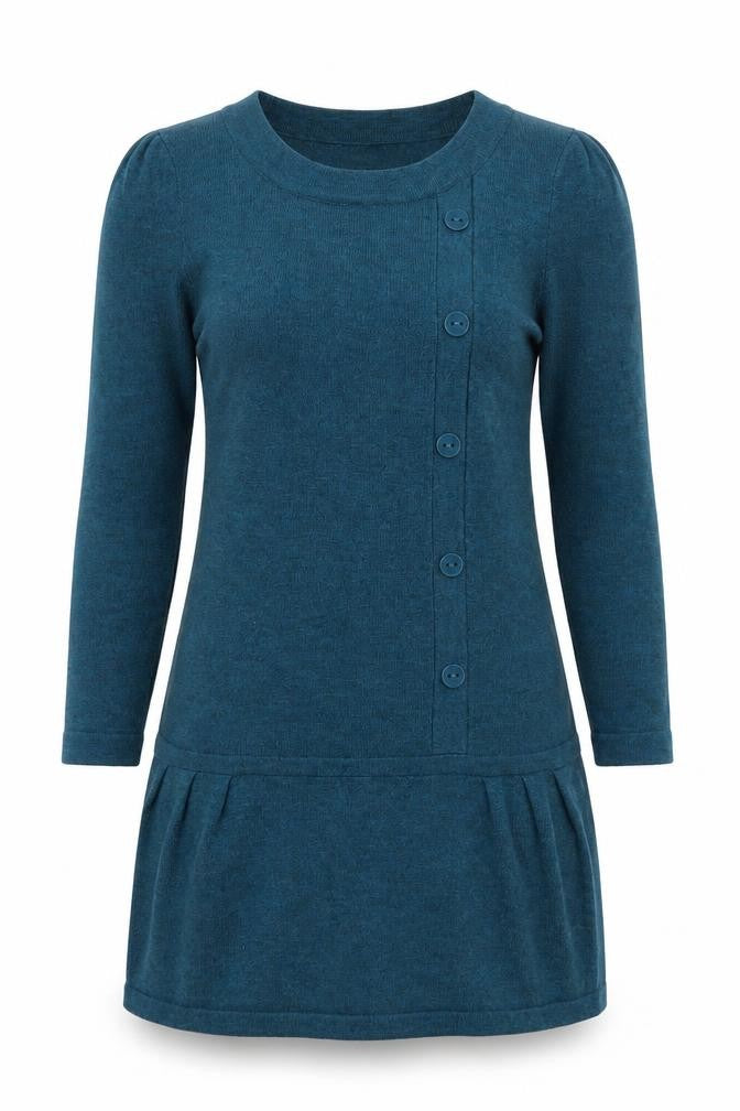 Wallis Womens Blue Acrylic Jacket Dress Size S Round Neck Pullover