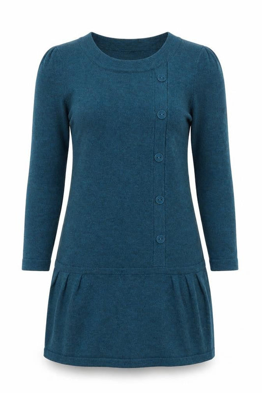 Wallis Womens Blue Acrylic Jacket Dress Size S Round Neck Pullover
