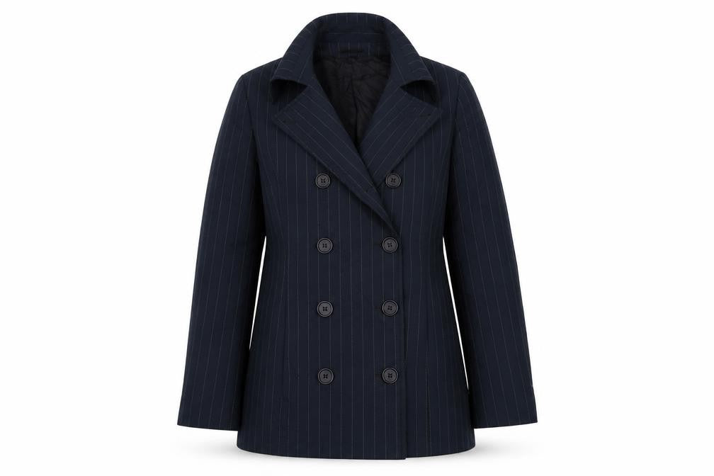 Kookai Womens Blue Striped Overcoat Coat Size 12 Button