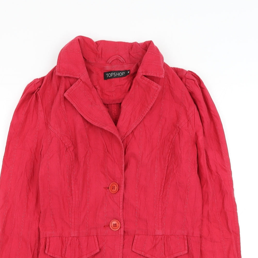 Topshop Womens Pink Jacket Size 10 Button