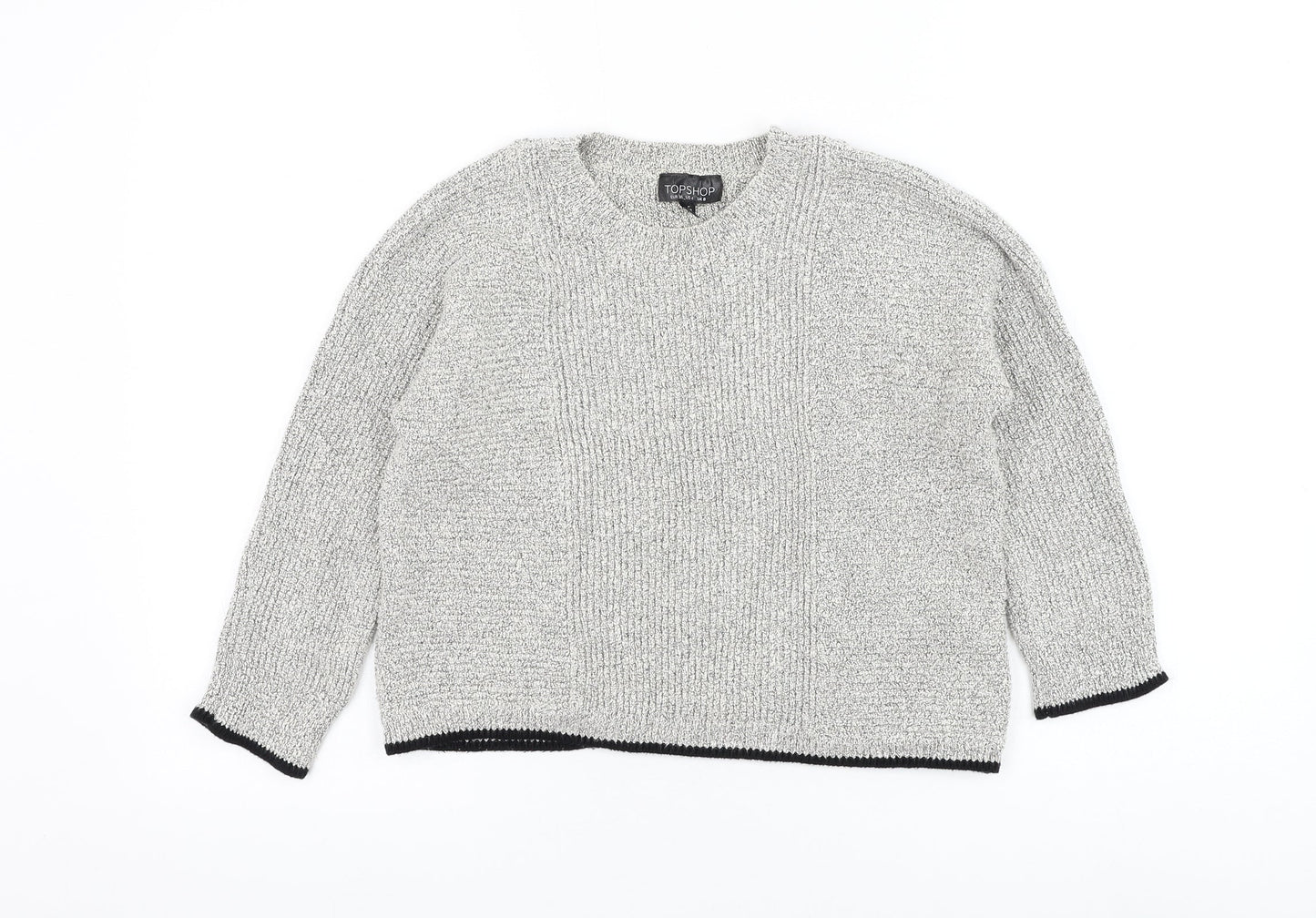 Topshop Womens White Round Neck Cotton Pullover Jumper Size 8