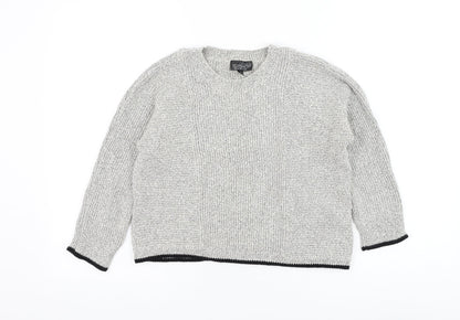 Topshop Womens White Round Neck Cotton Pullover Jumper Size 8
