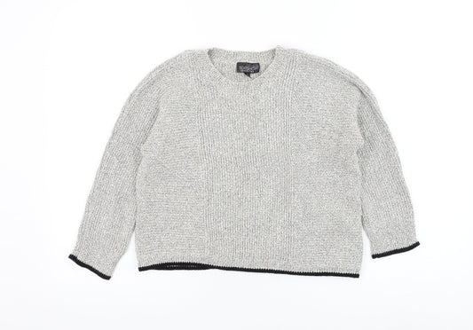 Topshop Womens White Round Neck Cotton Pullover Jumper Size 8