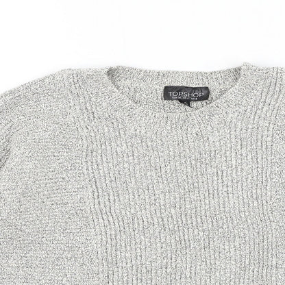 Topshop Womens White Round Neck Cotton Pullover Jumper Size 8