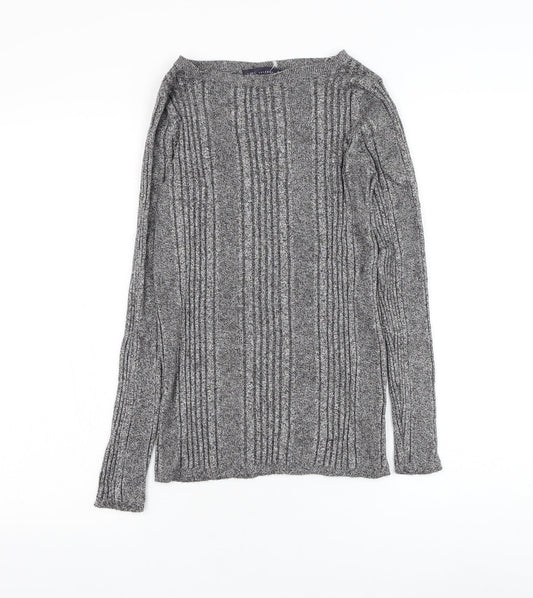 Marks and Spencer Womens Grey Round Neck Viscose Pullover Jumper Size 14