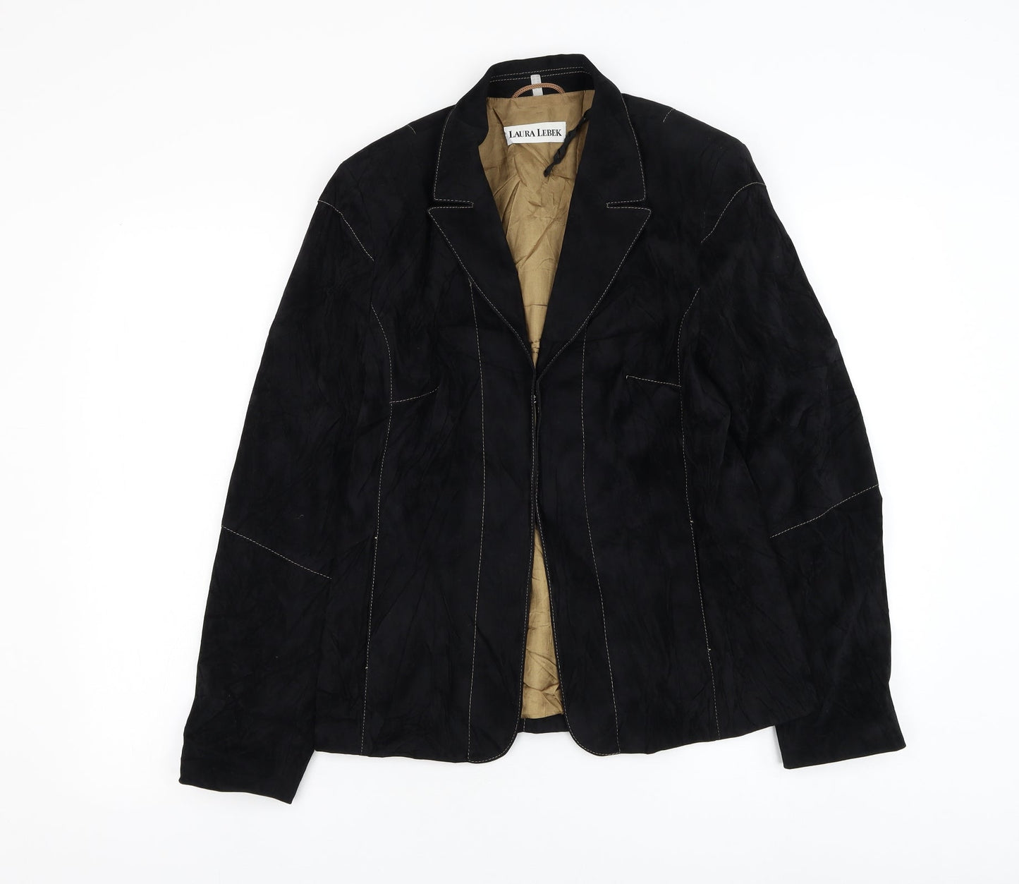 Laura Lebek Womens Black Jacket Blazer Size 10 Hook & Loop