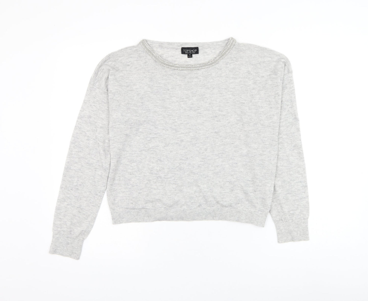 Topshop Womens Grey Round Neck Polyester Pullover Jumper Size 10