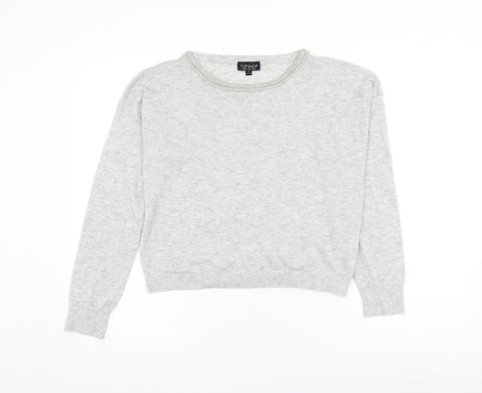 Topshop Womens Grey Round Neck Polyester Pullover Jumper Size 10