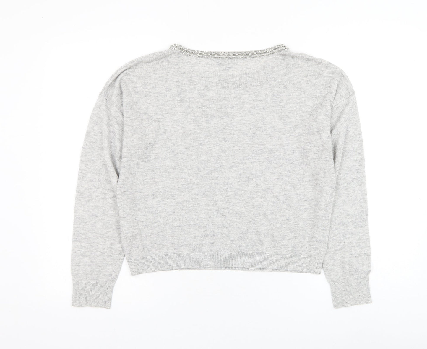 Topshop Womens Grey Round Neck Polyester Pullover Jumper Size 10